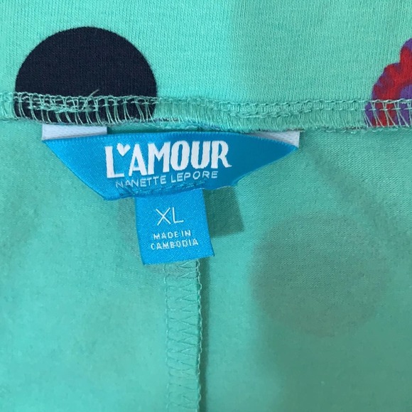 L'Amour Nanette Lepore Blue Polka Dot Floral Skirt - Picture 2 of 5